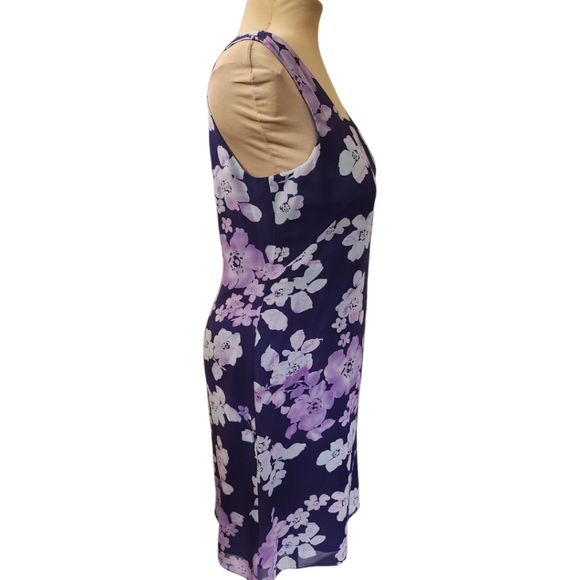 ADRIANNA PAPELL Silk Floral Print Sheath Dress - Size 14 - Picture 6 of 13
